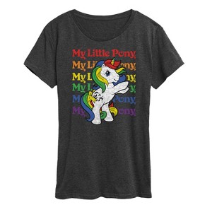 Women's My Little Pony Rainbow Repeated Short Sleeve Graphic T-Shirt - Heather Charcoal - X-Large - 1 of 4