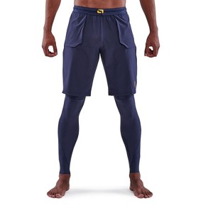 SKINS SERIES-5 MEN'S TRAVEL AND RECOVERY LONG TIGHTS NAVY BLUE - 1 of 4