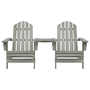 vidaXL Adirondack Chairs Patio Adirondack Chair with Tea Table Solid Wood Fir - Gray - 1 of 4