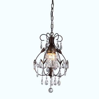 12" x 12" x 56" Maleficent 1 Light Chandelier and Crystals Brown - Warehouse of Tiffany