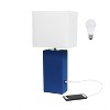 Modern Leather Table Lamp with USB and Fabric Shade - Elegant Designs - 3 of 4