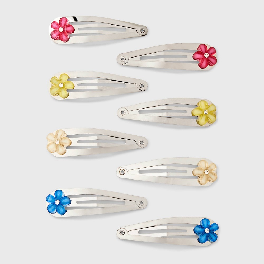 Photos - Hair Pin / Headband / Elastic Hair Tie Girls' 8pk Flower Snap Clip Set - art class™