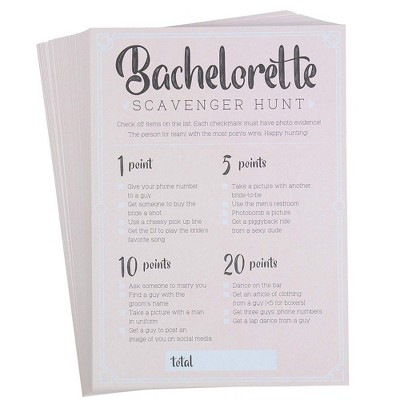 Juvale Bachelorette Party Game, 50-Pack Bar Scavenger Hunt Drinking Games and Dares, Fun Novelty Cards for Adults, Girls Night Out, Bridal Shower