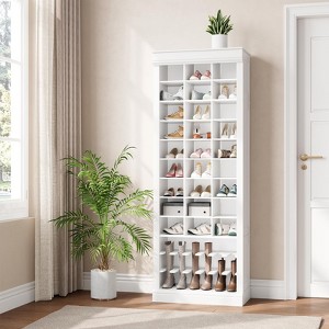 73.35in 10-Tier Tall Entryway Shoe Storage Cabinet with 27 Cubbies ,Spacious Boots Storage, Freestanding  Shoe Racks for Entryway, Hallway,Closet - 1 of 4