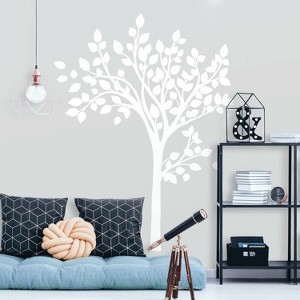 Simple Tree Peel and Stick Giant Wall Decal White - RoomMates: Vinyl Botanical Forest Sticker, 86pc - 1 of 4