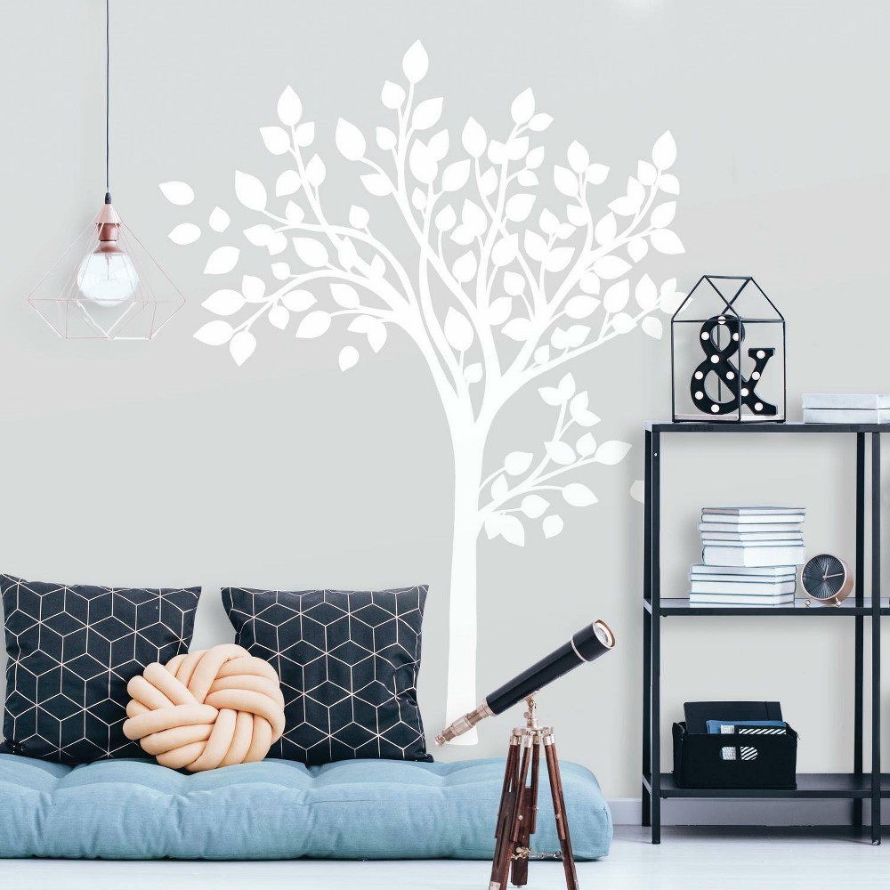 Photos - Other interior and decor Roommates Simple Tree Peel and Stick Giant Wall Decal White  