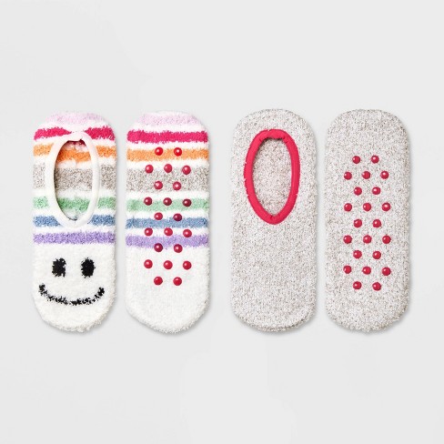Women's Smiley Face 2pk Cozy Liner Socks - Assorted Colors 4-10 : Target