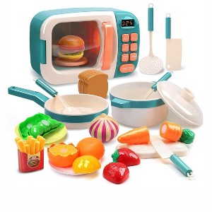 Itopfox Microwave Toy Kitchen Play Set with Electronic Oven, Play Food Cookware & Utensils for Kids Fun Pretend Cooking Learning Toy for Girls & Boys - 1 of 4