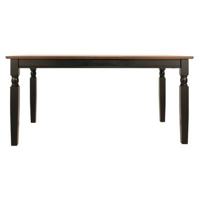 Farmhouse Chic Black & Brown Wood Rectangular Dining Table