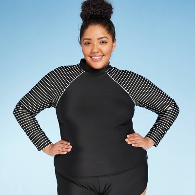 black and white plus size tops