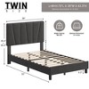 Bed Frame with Adjustable Headboard, Linen Upholstered Platform Bedframe with Strong Wooden Slats - 2 of 4