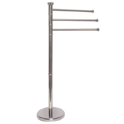 Evideco French Home Goods Freestanding Towel Rack Holder 3 Swivel Arms Round Base Stainless Metal