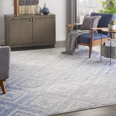 Ivory Geometric Synthetic Easy Care 6' x 9' Area Rug