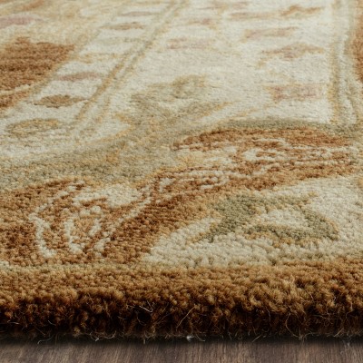 Heirloom Washable Hand-Tufted Wool Square Rug in Brown & Beige