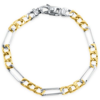 Pompeii3 Men's Figaro Link 14k Gold (12gram) or Platinum (19gram) 5.5mm Bracelet 8"