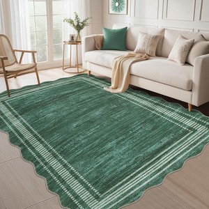 Rugs for Living Room Scalloped Area Rug for Bedroom Soft Non Slip Floor Mat Low Pile Accent Carpet for Dining Room - 1 of 4