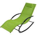 Sunnydaze Outdoor Patio and Lawn Wave Rocking Lounge Chair with Pillow, Green