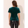 Allegra K Women's Baisc V Neck Velvet Short Sleeve T-Shirt - 3 of 4