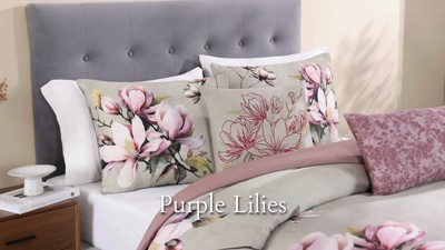 King Size Purple Floral Cotton Reversible Comforter Set