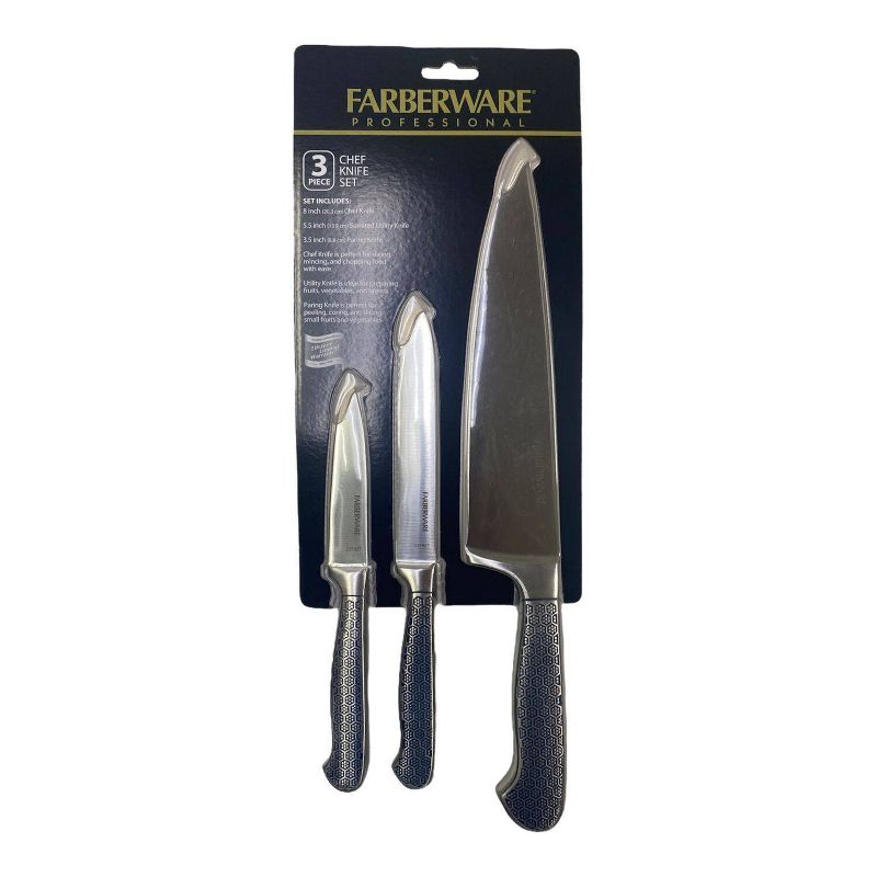 Farberware 3pc Chef Knife Set Blue/Silver, 4 of 8