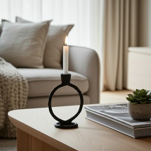 Sagebrook Home Round Ring Taper Candle Holder - Contemporary Circular Abstract Metal Candle Display for Home - 1 of 4