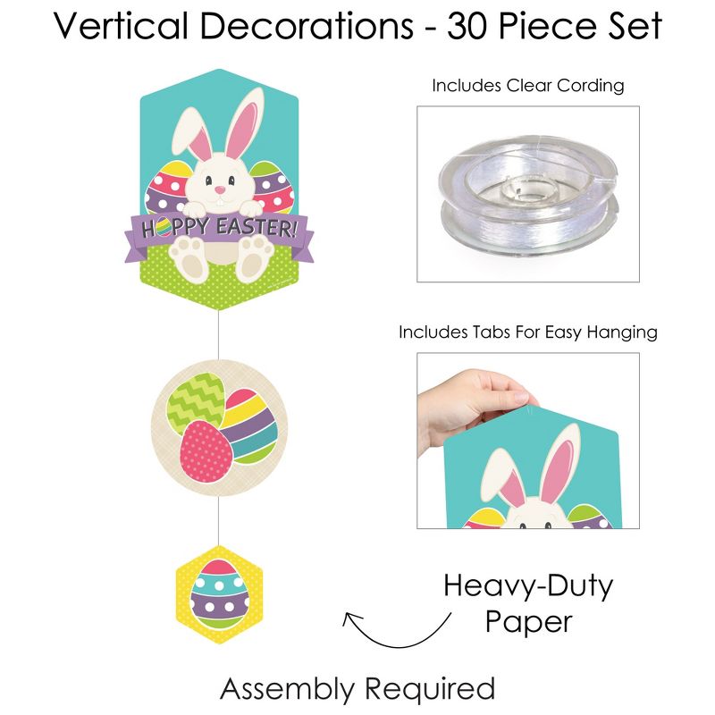 Big Dot of Happiness Hippity Hoppity - Easter Bunny Party DIY Dangler Backdrop - Hanging Vertical Decorations - 30 Pieces, 5 of 8