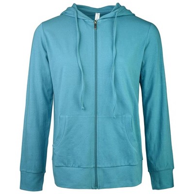 Sofra Women's Cotton Comfort Zip Up Hoodie Jersey Sweater