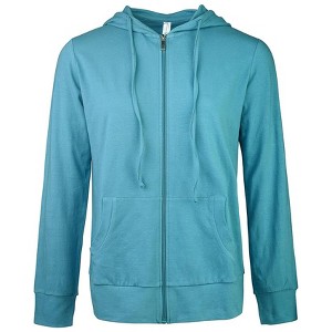 Sofra Women's Cotton Comfort Zip Up Hoodie Jersey Sweater - 1 of 3