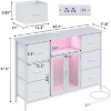 6 Drawer Dresser for Bedroom with Charging Station & LED Light,  Adjustable Feet, Anti-Tip TV Stand for 60" TV, Fabric Chest of Drawer - 2 of 4