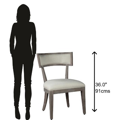 Gray Linen Upholstered Side Chair with Wood Frame