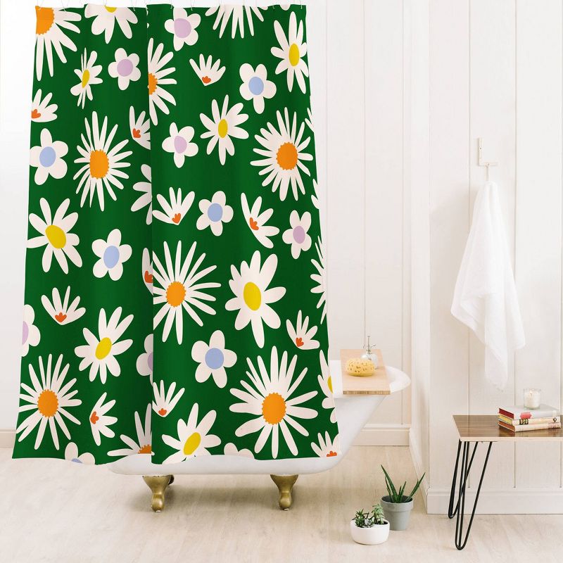 Lane and Lucia Rainbow Vintage Daisies Shower Curtain Green - Deny Designs, 2 of 3