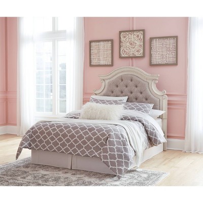 Full Beige Tufted Upholstered Wood Panel Headboard