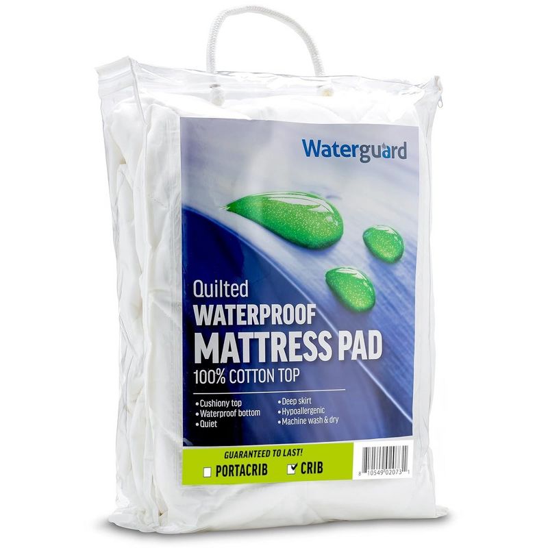 Waterguard Waterproof Quilted Mattress Pad Protector – White, 2 of 9