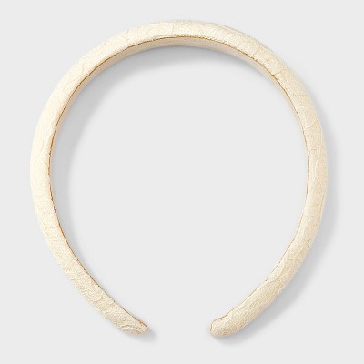 Lace Flower Puff Headband - A New Day™ Cream: Floral Pattern, Recycled Polyester, Hair Styling