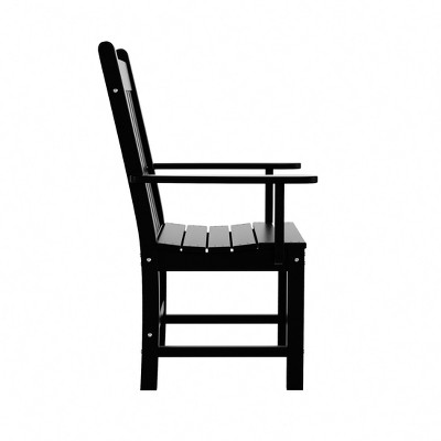 Black HDPE Outdoor Dining Armchair with Semi-Gloss Finish