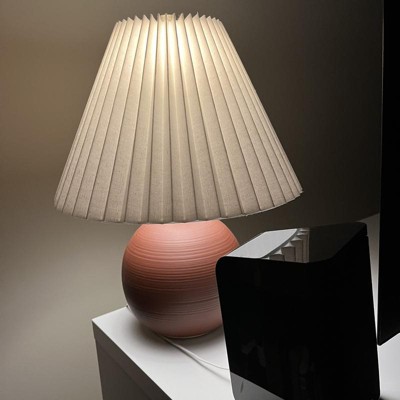 Malham Small Touch Control Red Table Lamp with Pleated Shade