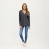 Anna-Kaci Women's Long Sleeve Waffle Knit Top with Notch V-Neckline and Relaxed Fit - 3 of 4