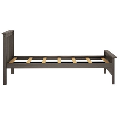 Solid Pine Wood Twin Platform Bed Frame with Slatted Headboard