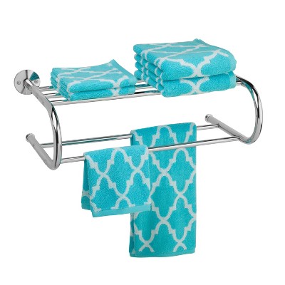 Polished Chrome Wall Mounted Towel Rack With 3 16 Inch Sliding Rails