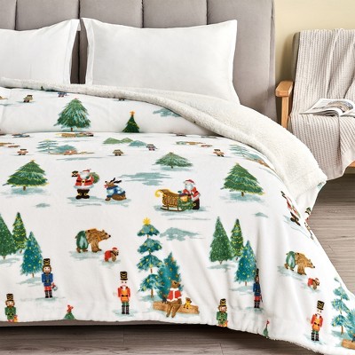 Holiday-Printed Plush Throw Blanket - Great Bay Home