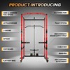 Power Cage, Squat Rack with LAT Pulldown - 1600LBS Multi-Functional Home Gym with Cable Pulley System Dip Bars Landmine Attachment - 3 of 4