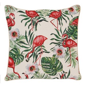 Signare USA Flamingo Animal Beige and Pink Pillowcase/Cushion Cover 18 x 18 inch - 1 of 1