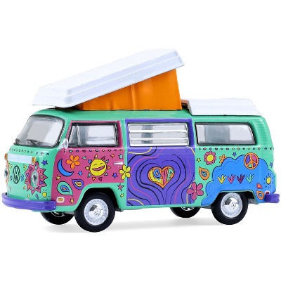 1973 Volkswagen Type 2 Westfalia Campmobile Green with White and Graphics "Club Vee-Dub" 1/64 Diecast Model Cars by Greenlight