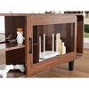 Chic Crate-55-70 Inch Mid Century Modern TV Stand – Walnut Media Console w/ Power Outlets, Sliding Door & Open Shelf, Multi-Room Furniture - 3 of 4