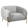 LeisureMod Zuno Collection Upholstered Single-Seater Velvet Sofa with Gold Iron Legs, Accent Chair for Living Room or Office - 2 of 4