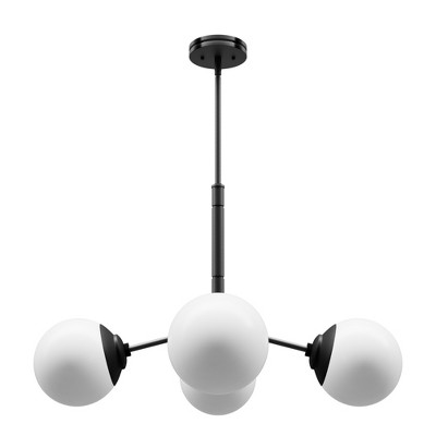 4-Light Hepburn Modern Cased White Glass Chandelier Ceiling Light Fixture - Hunter Fan