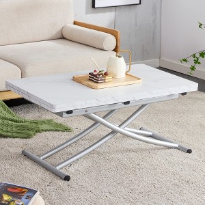 Vynxaria Folding Tables - Modern Minimalist Adjustable Height Table with 0.8-Inch MFC Top and Black Metal Legs, White - 1 of 4
