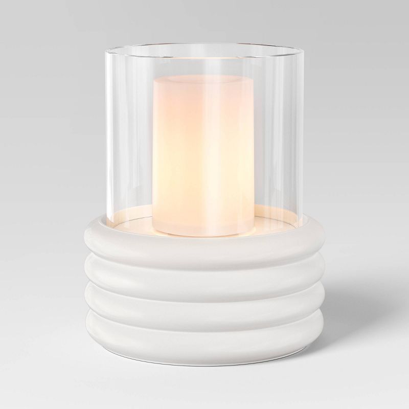 Pillar Concrete/Glass Lantern Candle Holder White - Threshold™, 4 of 7