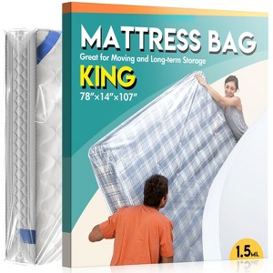 Aoibox Plastic Mattress Bag for Moving Storage Waterproof Mattress Protector Tear-Resistant King Size 1.5MIL Cover - 1 of 4