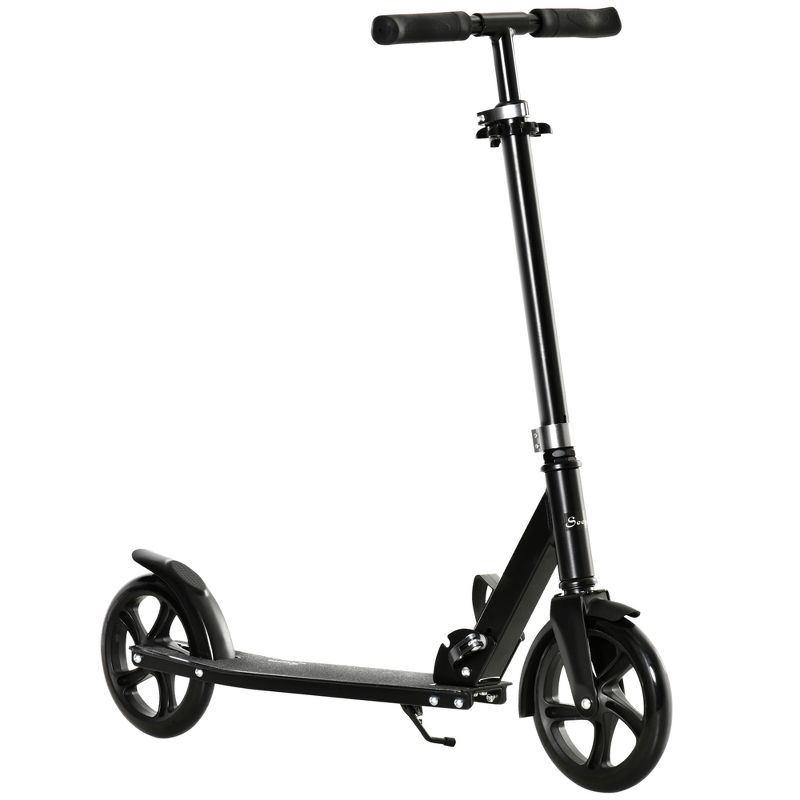 Soozier Folding Kick Scooter for 12 Years and Up for Adults and Teens, Push Scooter with 3-Level Height Adjustable Handlebar, Black, 4 of 7